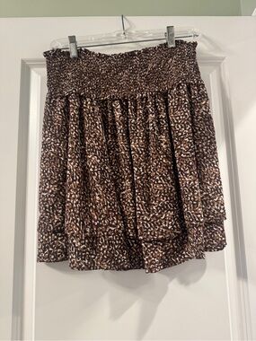 Rails Brown Printed Tiered Mini Skirt